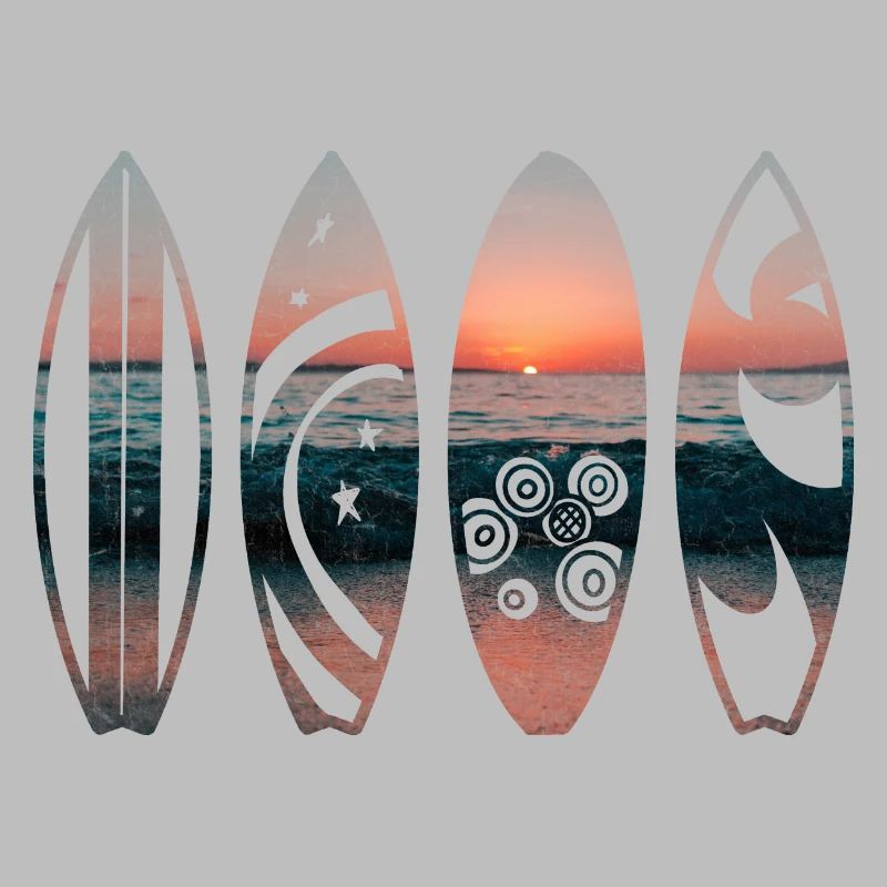planches de surf coucher du soleil