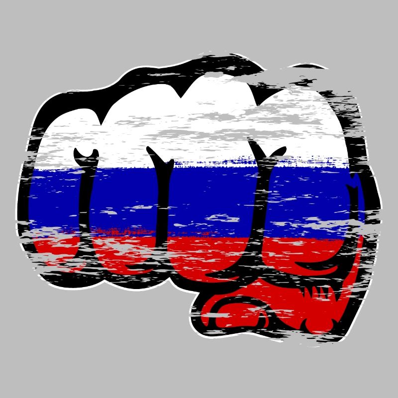 Drapeau de la Russie main poing utilisé