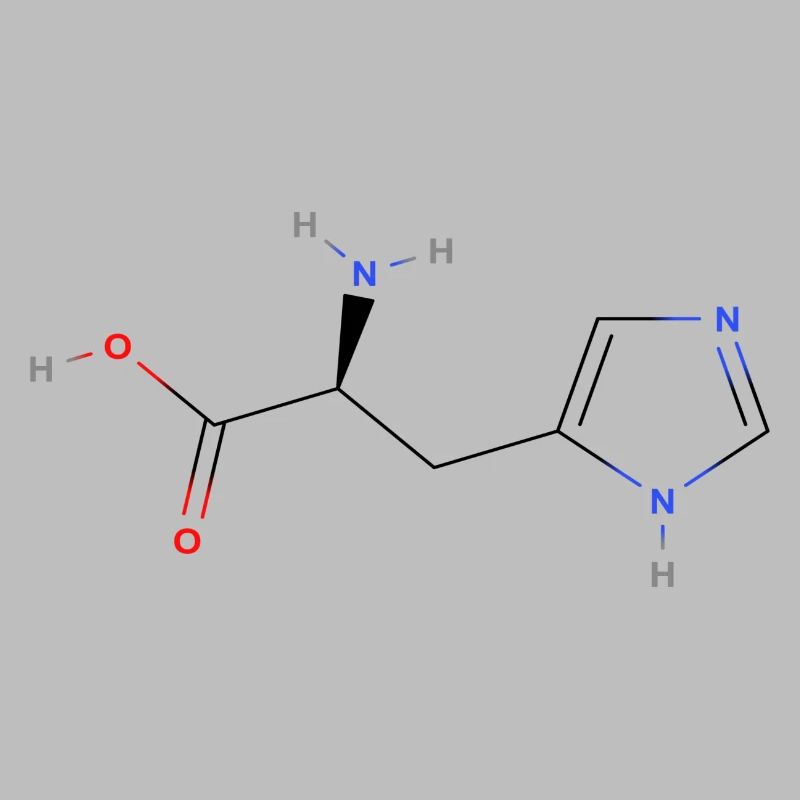 Molécule d’histidine - Formule structurale colorée