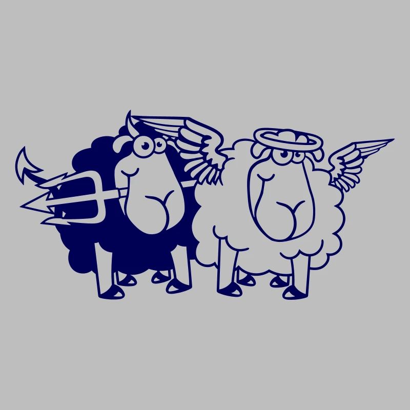 2 Sheep Angel Devil Satan Hell Evil Heaven Good