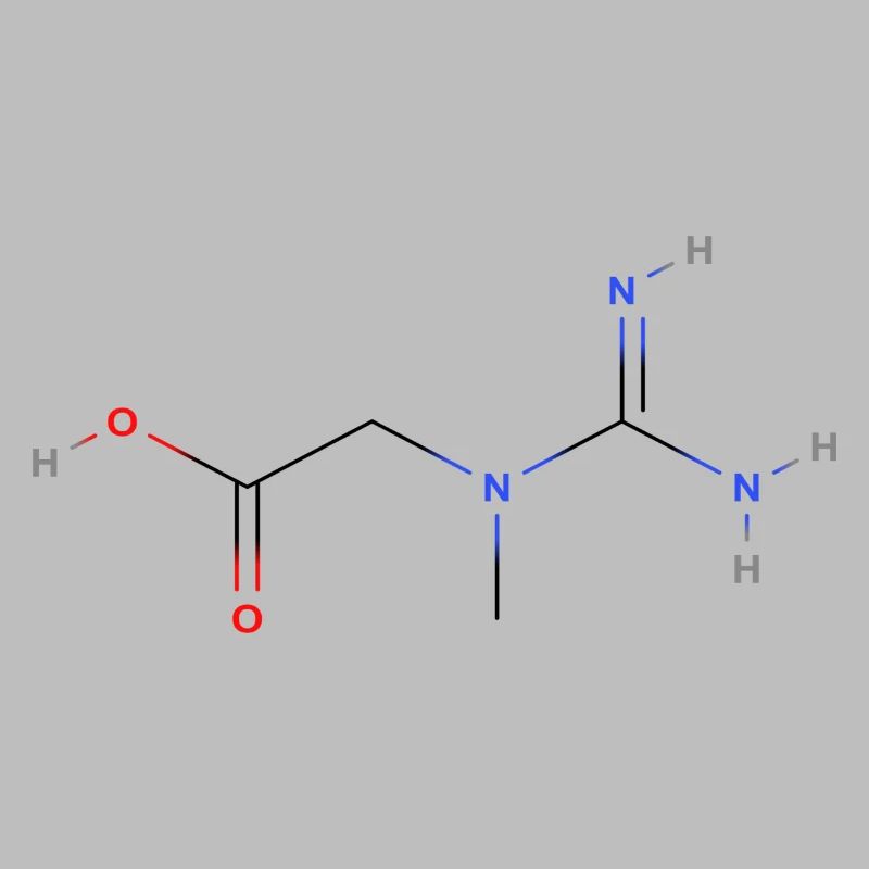 Molécule de créatine - Formule structurale colorée