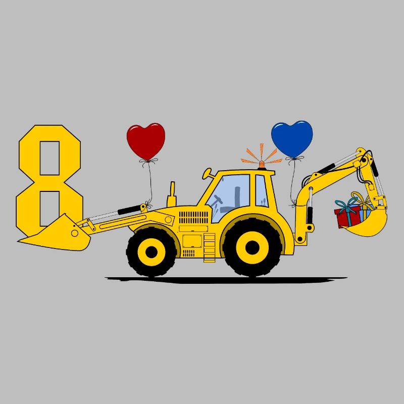 8. Geburtstag Bagger Traktor