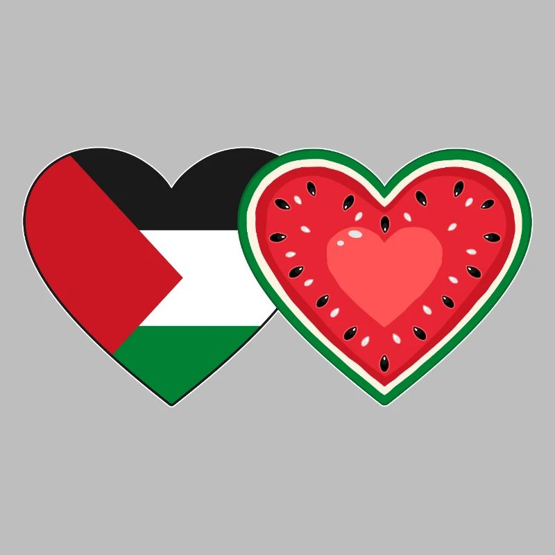 Drapeau pastèque de Palestine Coeur