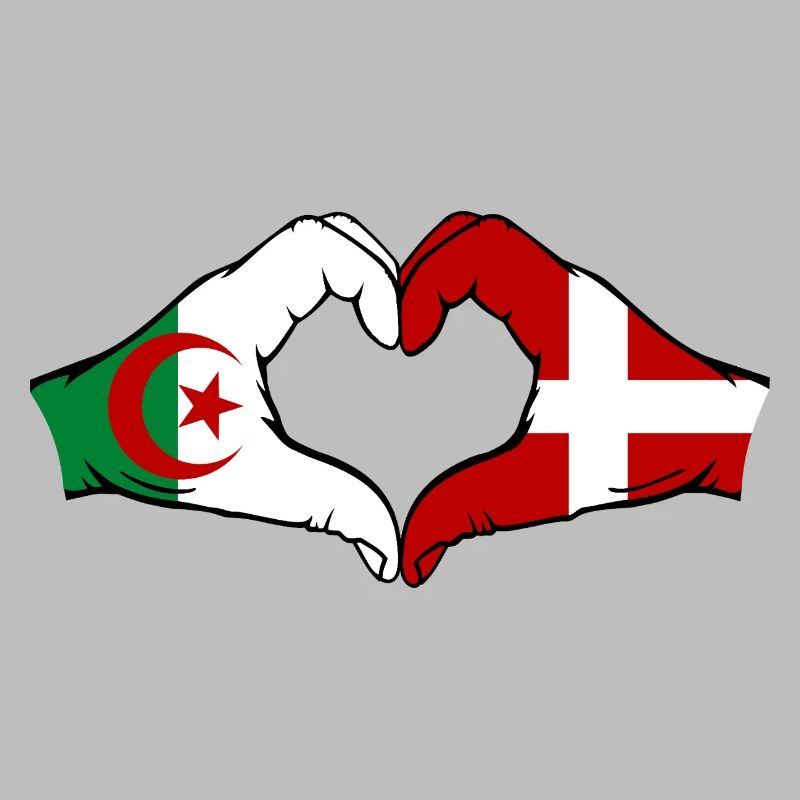 Algérie Danemark Drapeau Mains Coeur Forme
