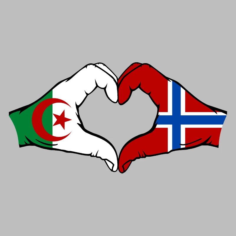 Algerien Norwegen Flagge Haende Herzform