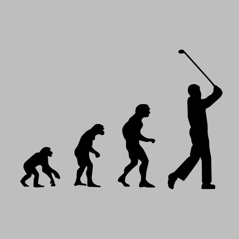 Evolution, singes aux golfeurs, golf, tee, homme