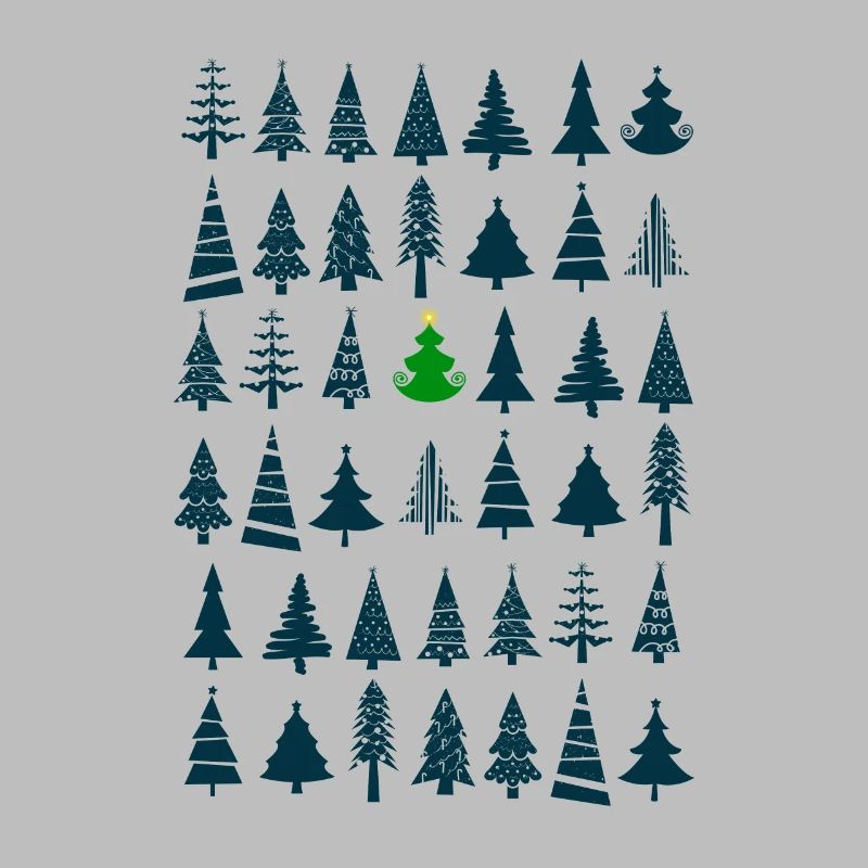 Shining star on green Christmas tree pattern