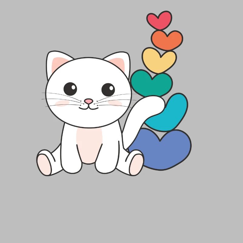 Rainbow Hearts Pride LGBTQ animaux mignons chat