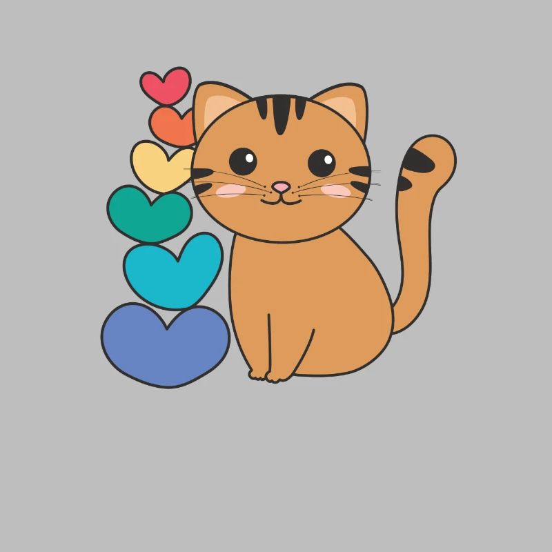 Rainbow Hearts Pride LGBTQ animaux mignons chat
