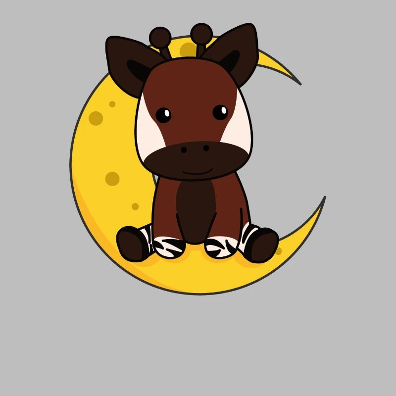 Moon okapi cute animals for kids for the night