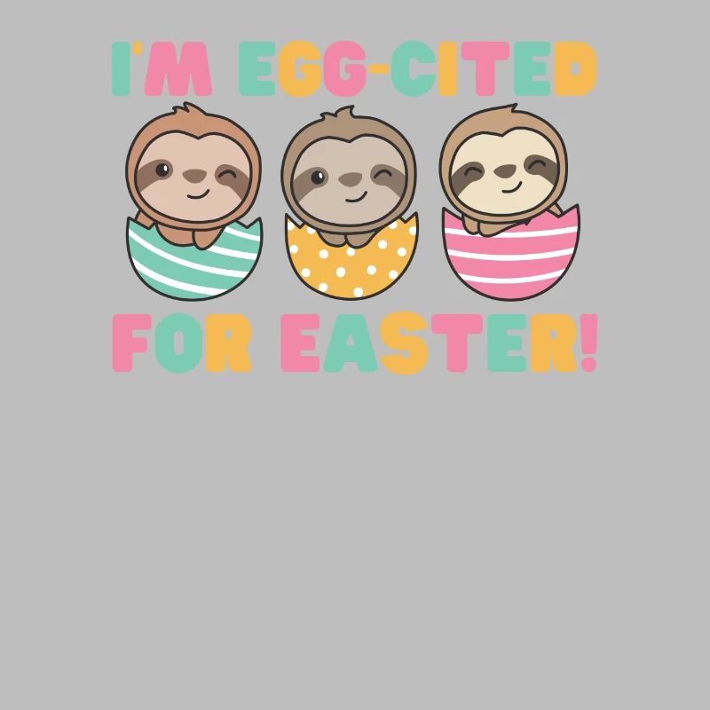 cute sloths at Easter with Easter eggs sloth