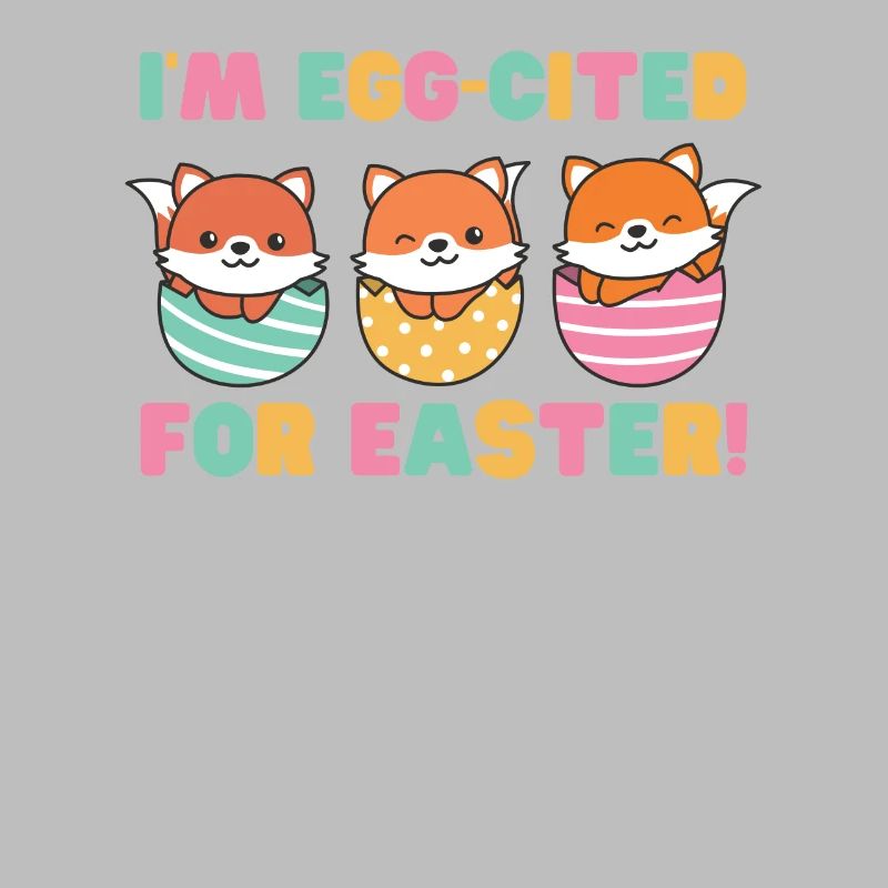 sweet foxes at Easter with Easter eggs fox