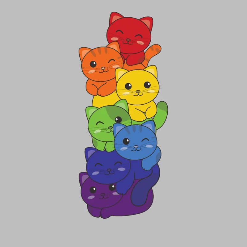 Regenbogen Flag Pride LGBTQ süßer Katze Stapel