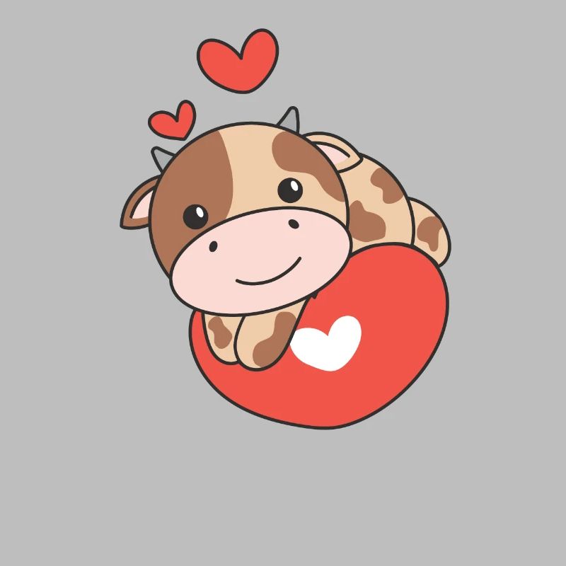 Vache pour la Saint-Valentin mignons animaux coeurs