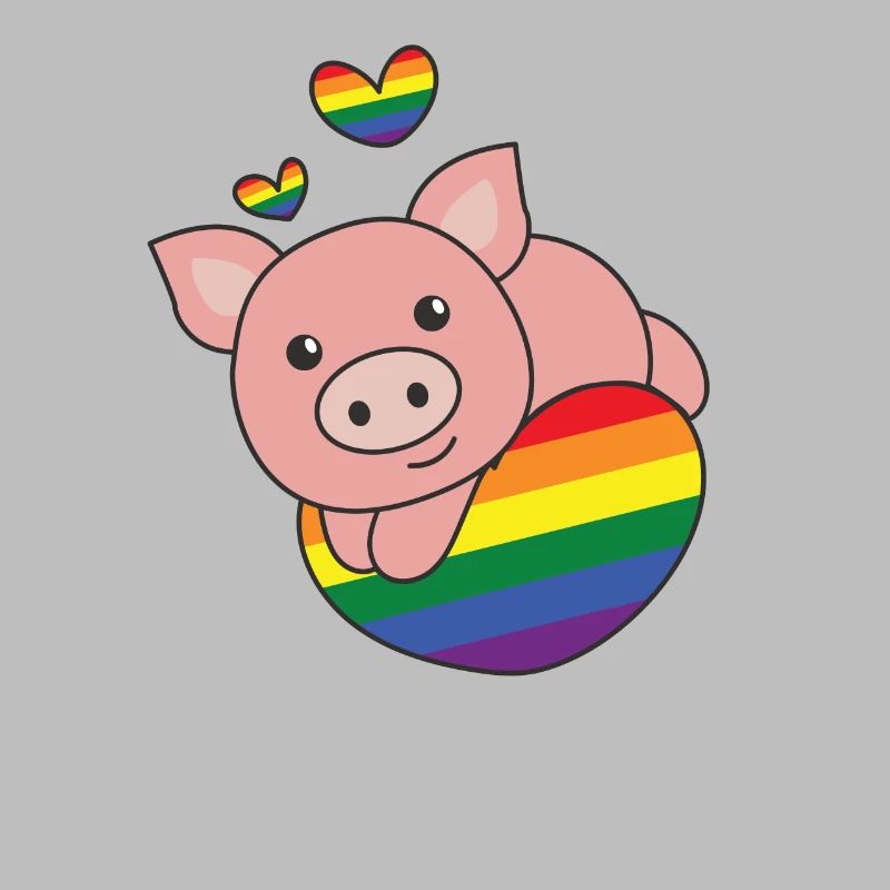 Rainbow Flag Pride LGBTQ Mignon Cochon Amour