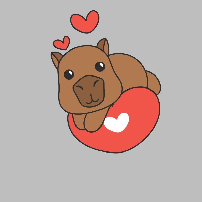 Capybara pour la Saint-Valentin mignons animaux coeurs