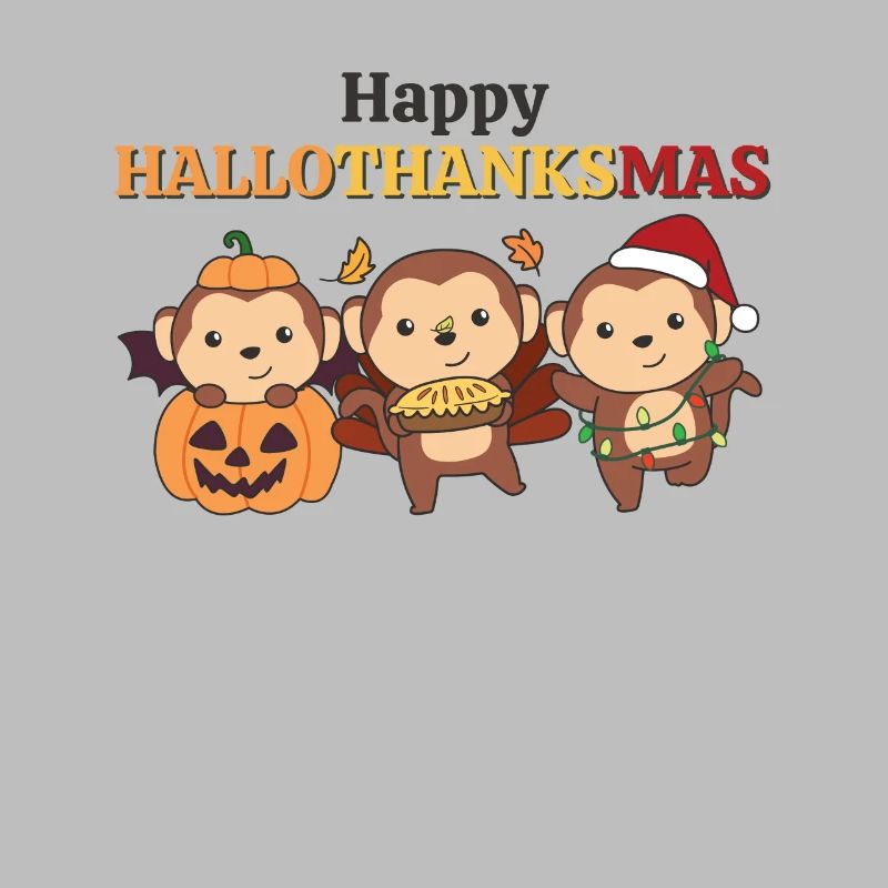 Joyeux Hallothanksmas Singe de Noël Singe