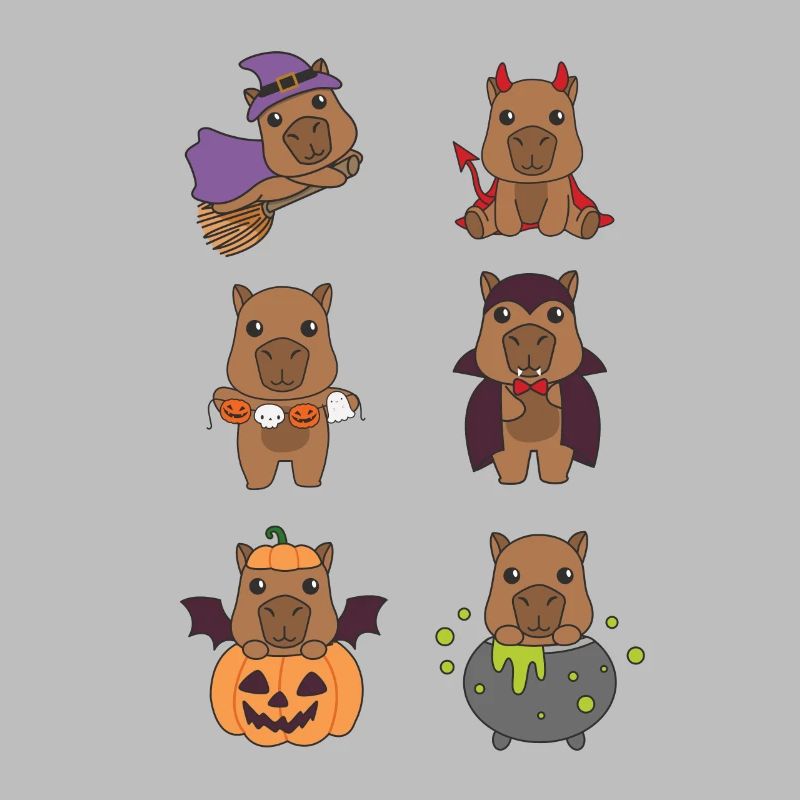 Capybara Halloween Devil Pumpkin Vampire Costume
