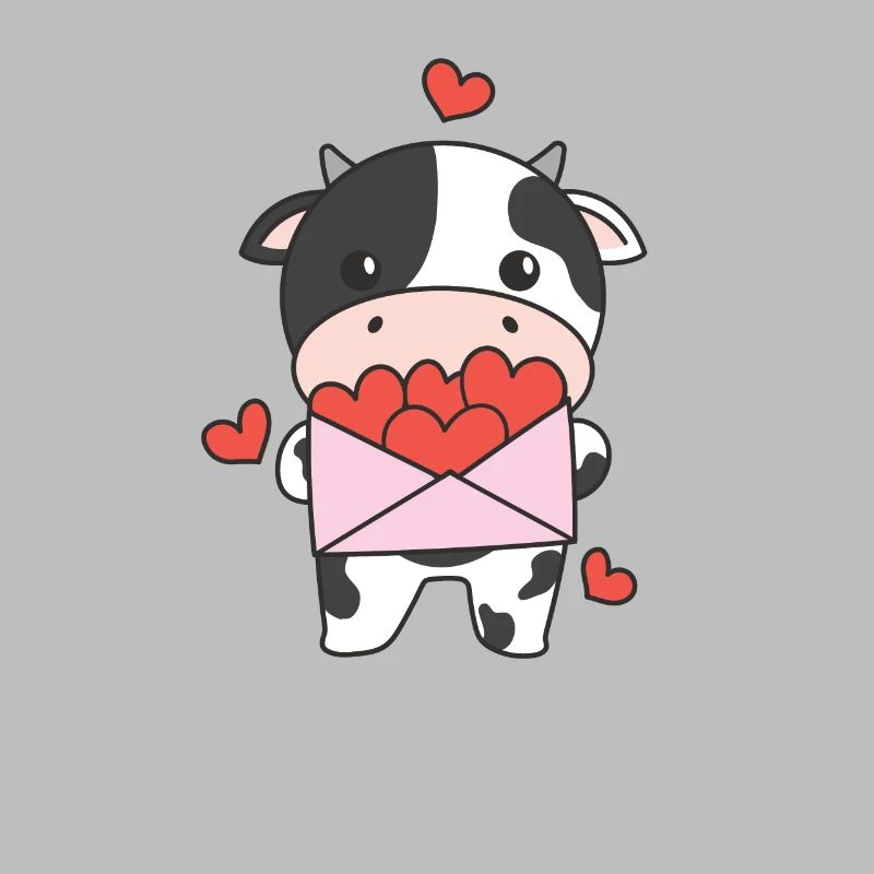Vache pour la Saint-Valentin Animaux mignons avec des cœurs