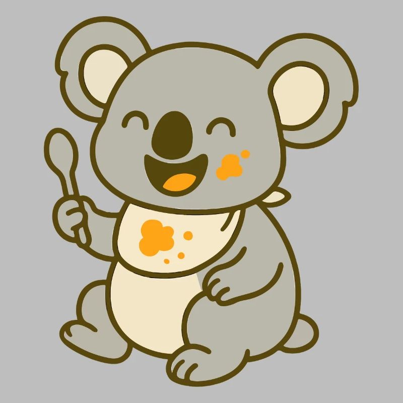 Mignon bébé koala mangeant