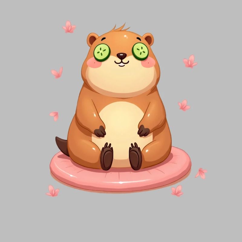 Mignon Capybara Concombre Oeil Oreiller médite