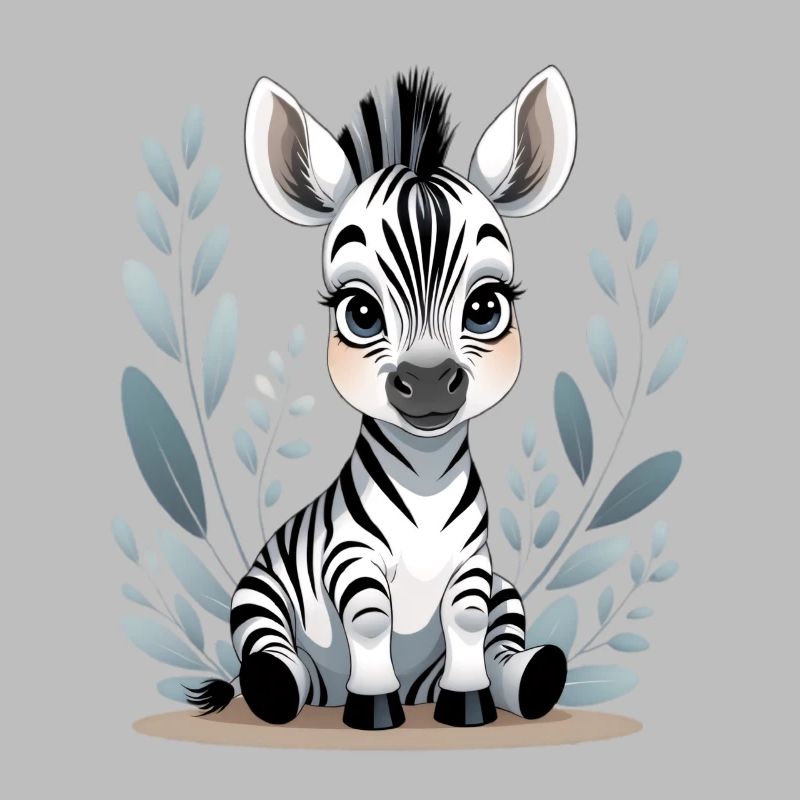 Zebra Baby in Leaf Frame
