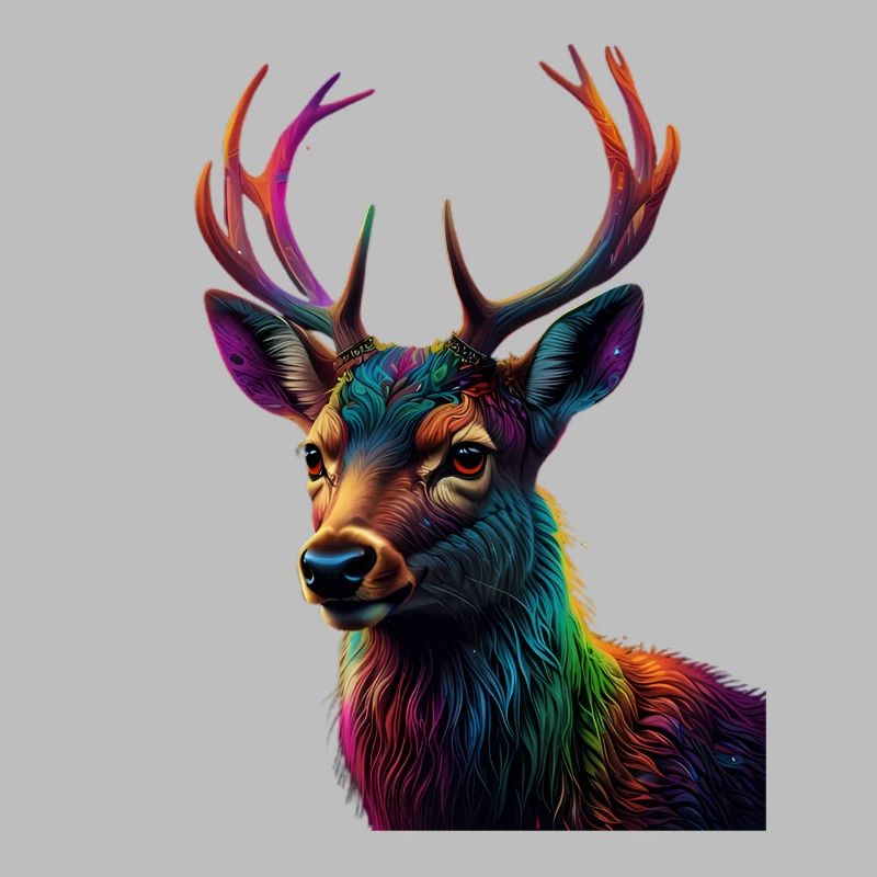 Rainbow Deer Head Art Print