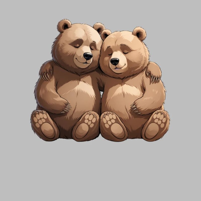 Two cuddly bears hug