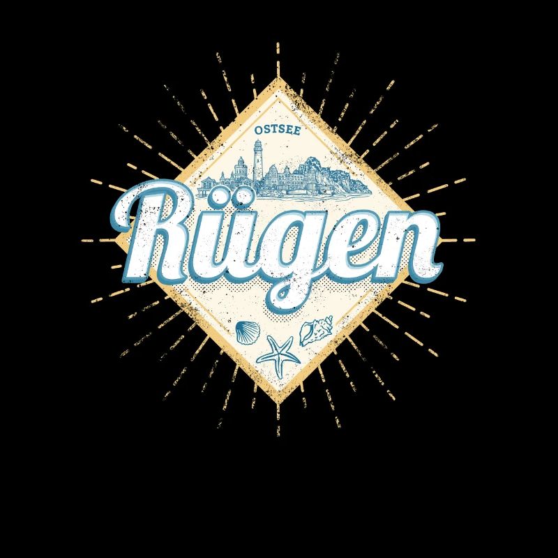 Souvenir vintage de Rügen avec un design de l’île Starfish