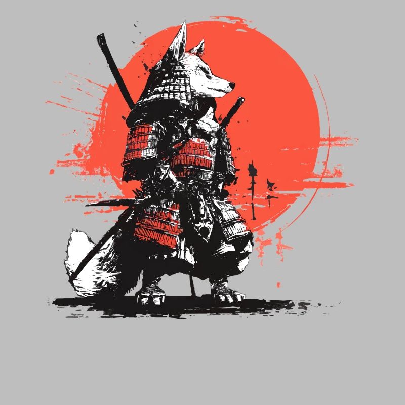 Fox Samurai in Red Sun Armor