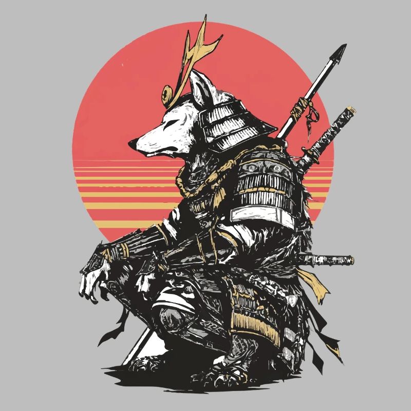 Wolf Samurai in Sunset Armor