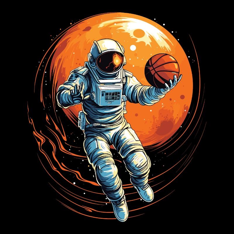 Astronaute basketteur dans l’espace, illustration de bande dessinée