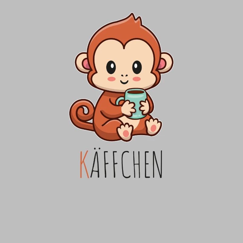 Käffchen Äffchen mit Tasse Kaffee Kaffeetrinker