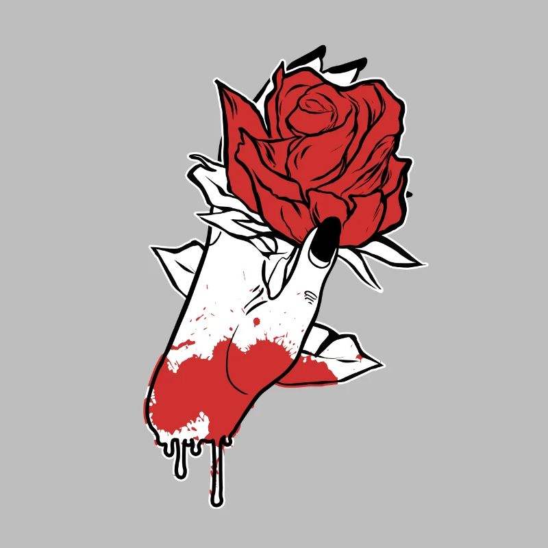 Aesthetic Dark Pattern Hand Bleeding Holding Rose