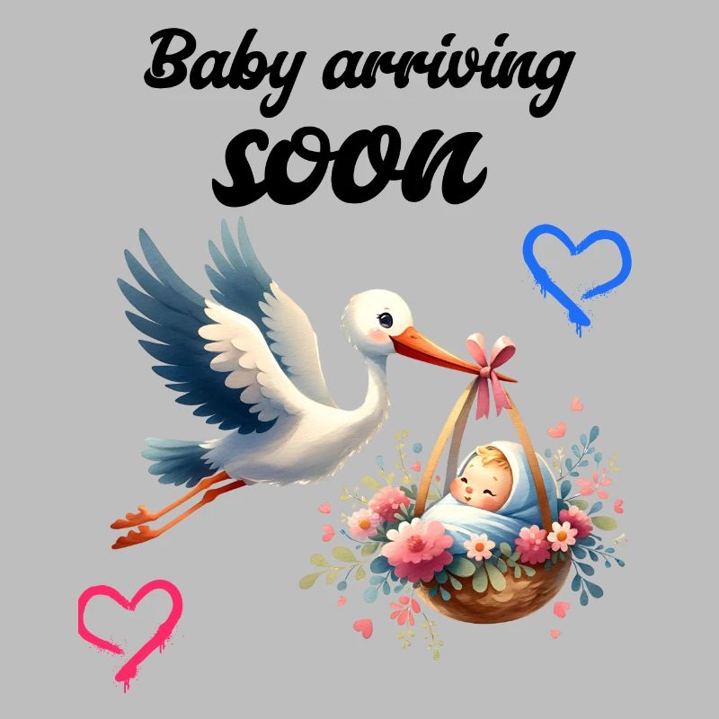 Bald werde ich Mutter, Mit Storch, Baby kommt bald