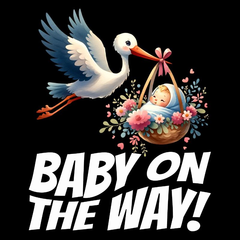 Bientôt je serai une mère, un bébé en route, une cigogne