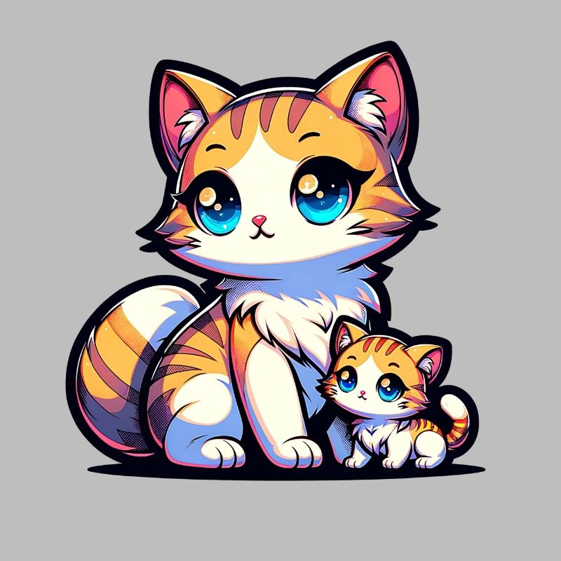 Mignon chat maman avec illustration de bébé