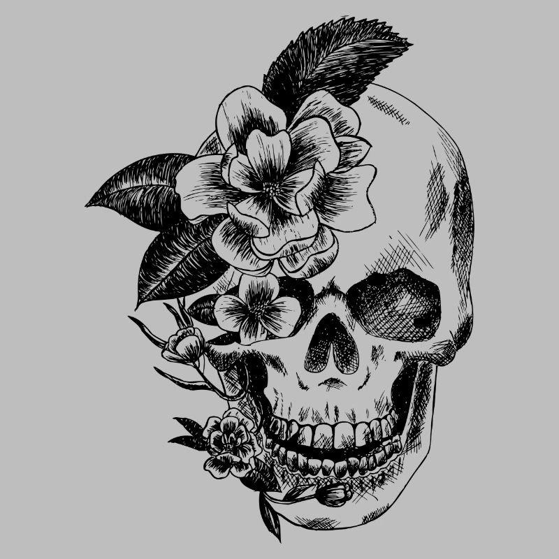 Kran und Blumen