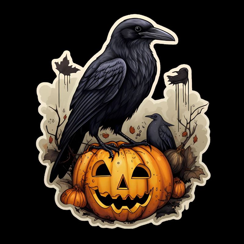Krähe mit Kürbis Halloween 3