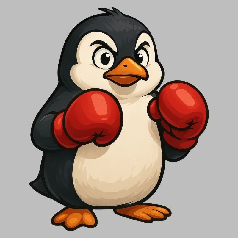 Cool pingouin boxer se bat dans la conception de dessin animé