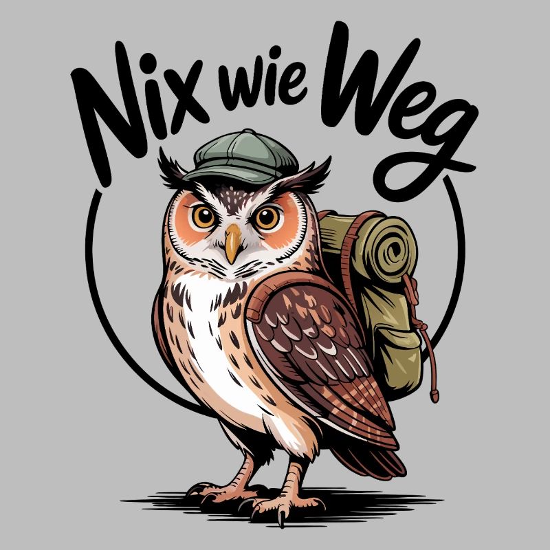 Wandernde Eule mit Rucksack