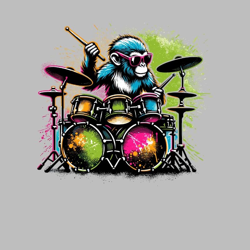 Monkey Playing Drums Drum Drummer Drumming