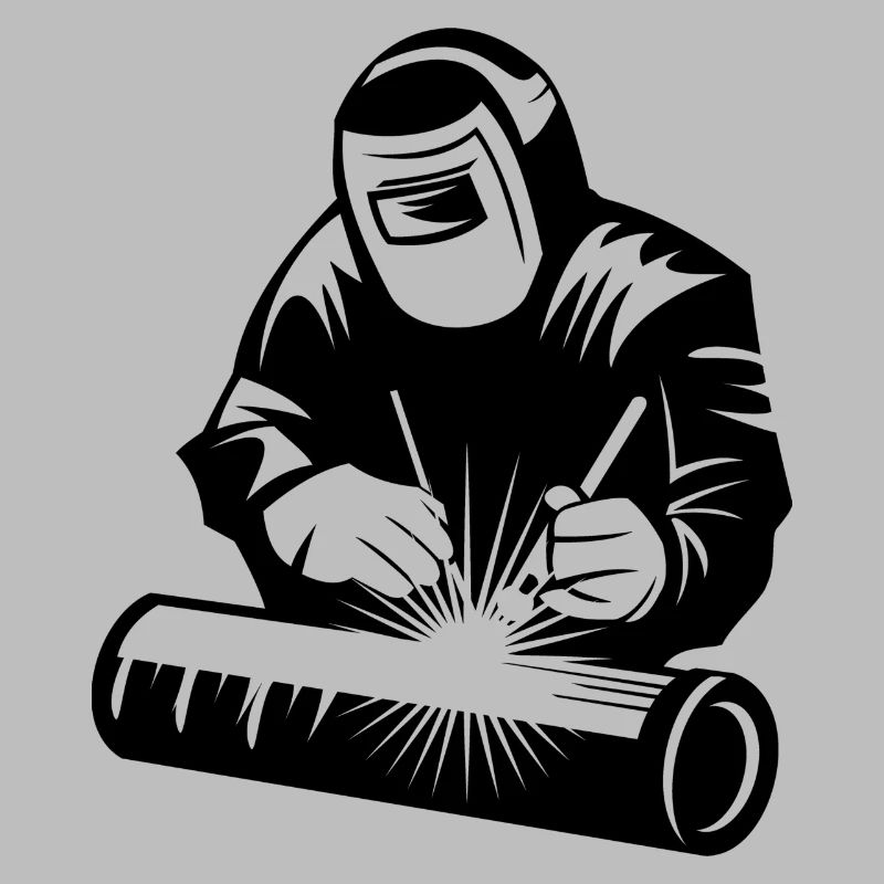 Welder silhouette during arc welding