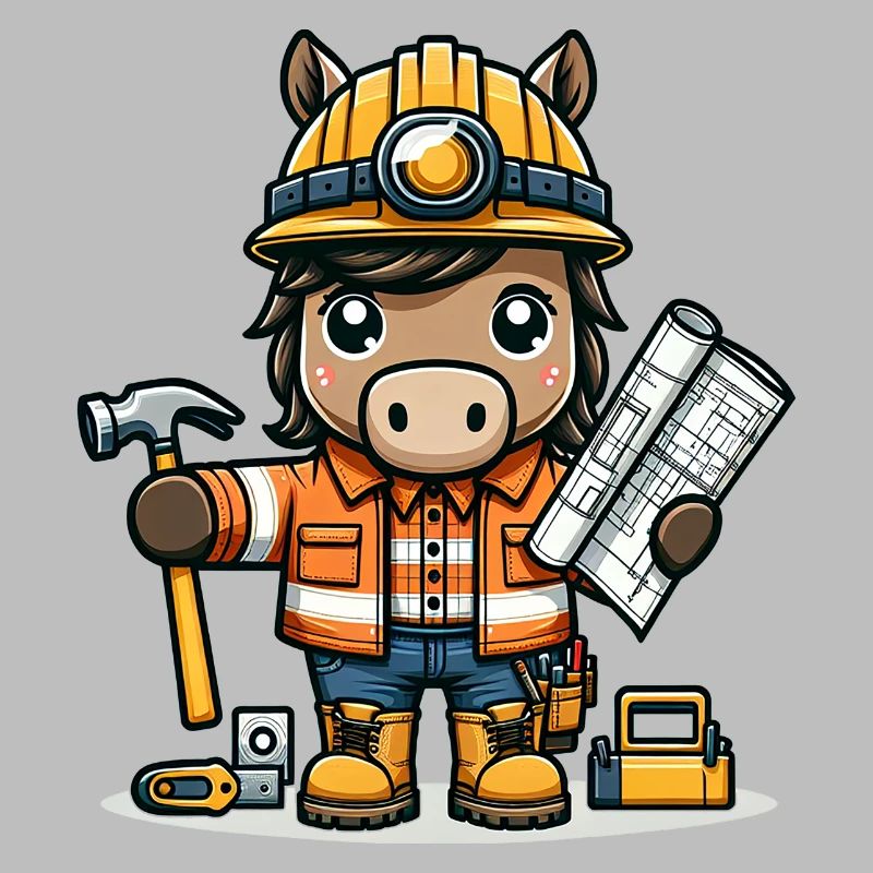 Ouvrier de la construction de cheval mignon