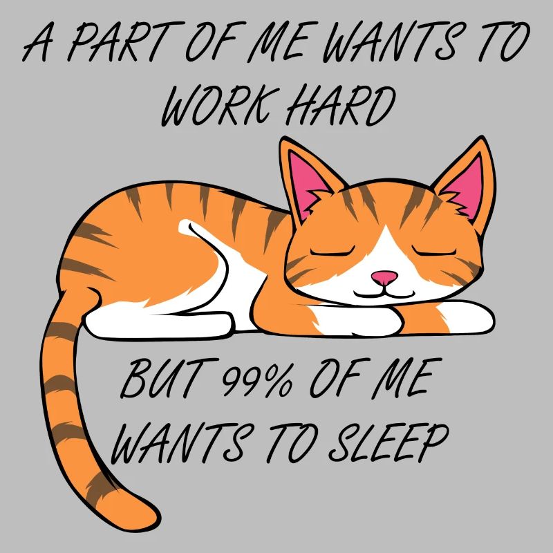 Arbeit oder Schlafen niedliche Katze Ausrede