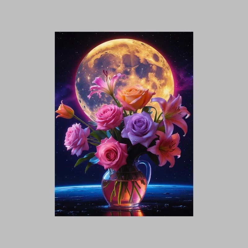 Celestial Bloom Under Full Moon