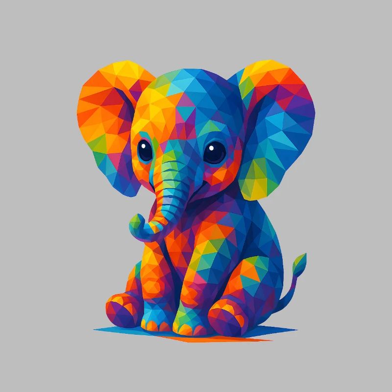 WPAP Polygon Kawaii Style Bébé Éléphant