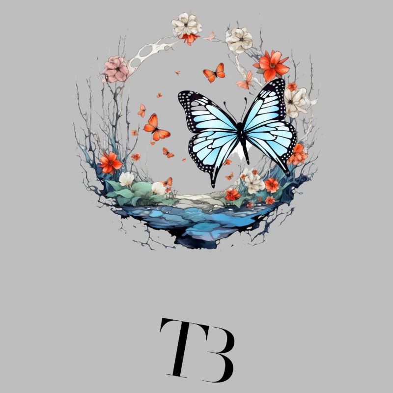 Beau design de papillon dans l’anneau de fleurs