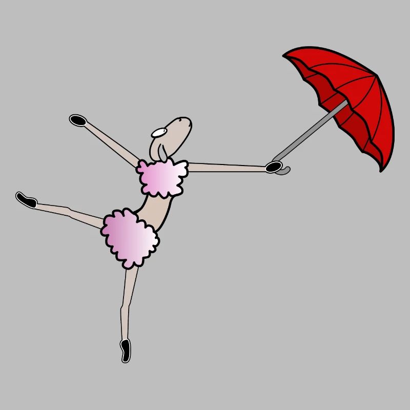 Dancer Comic Sheep with Umbrella