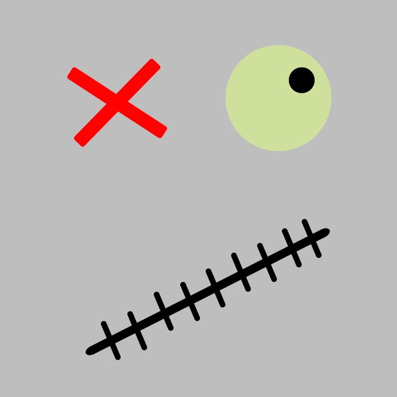 Terrifying face with a green eye